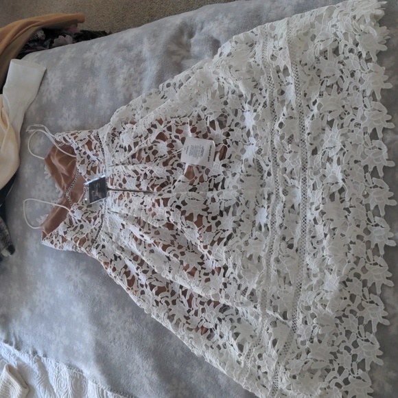 Self-Portrait Elegant White Lace Midi Dress, US2